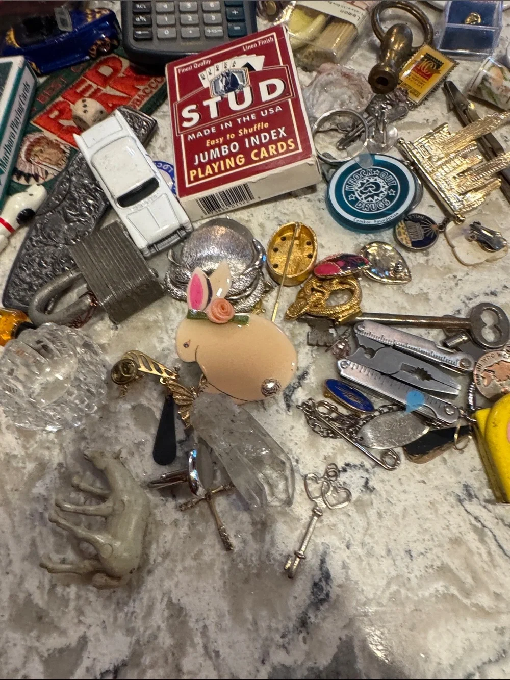 Assorted Men’s Accessories Lot with Stud Playing Cards - Multi-Color